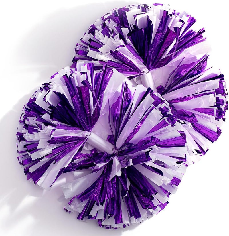 Anderson's Metallic Purple & White Foil Baton School Spirit Shakers, Cheerleader Pom Poms, Football, Basketball, Homecoming Squad, Team, Party, Dance, Club, Performance, Fan Celebration Pack of 2 - Image 2
